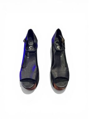 Jeffrey Campbell Black Peep-Toe Ankle Strap Platform Heels